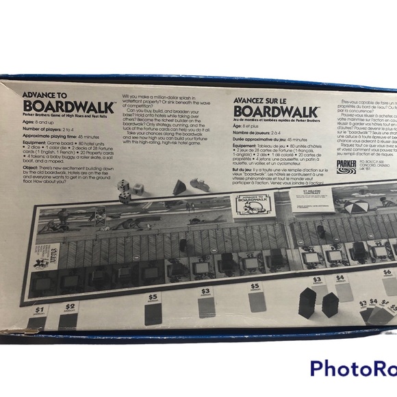 Vintage Advance To Boardwalk Board Game, Eng/French 2-4 players ,Age 8+ 1985 - Picture 2 of 6